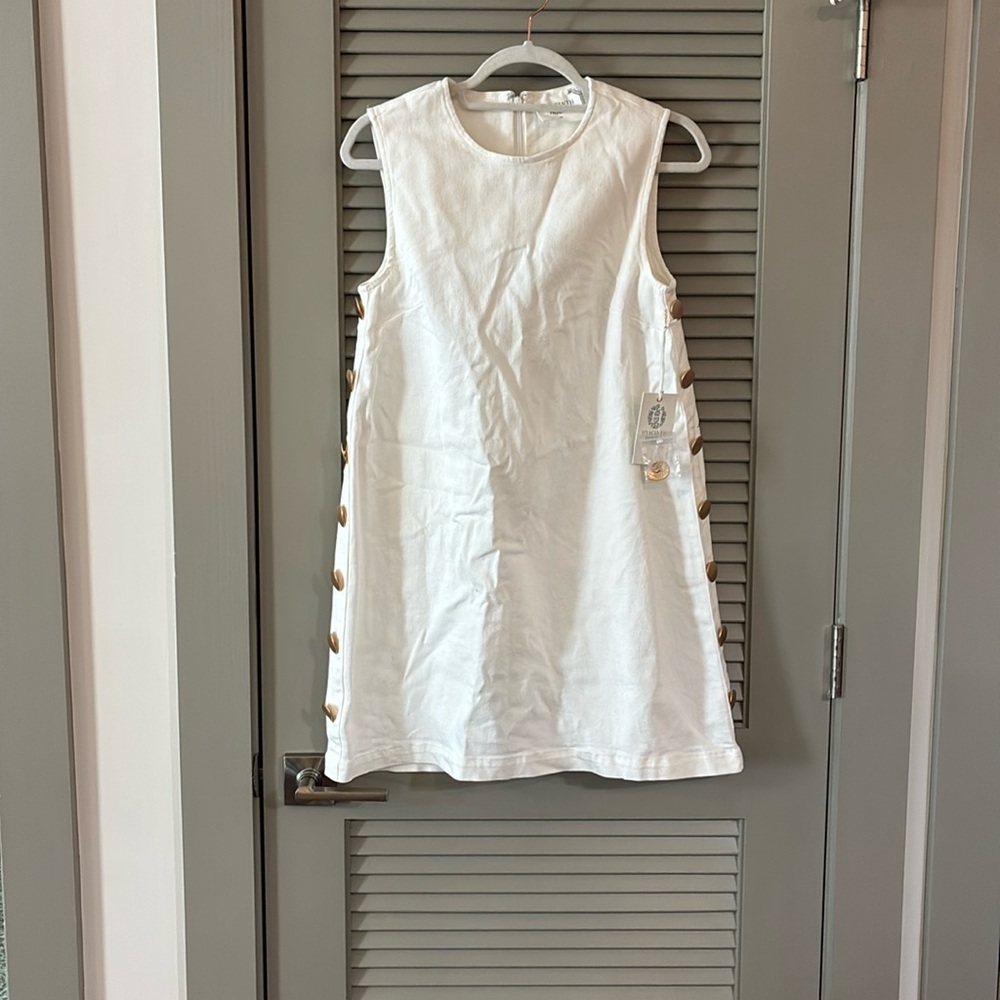 NWT Hyacinth House Tuckernuck White Twill Button Bitsy Dress Sz XS - Picture 6 of 11